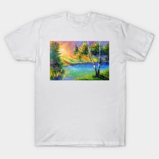 Two birches at dawn T-Shirt